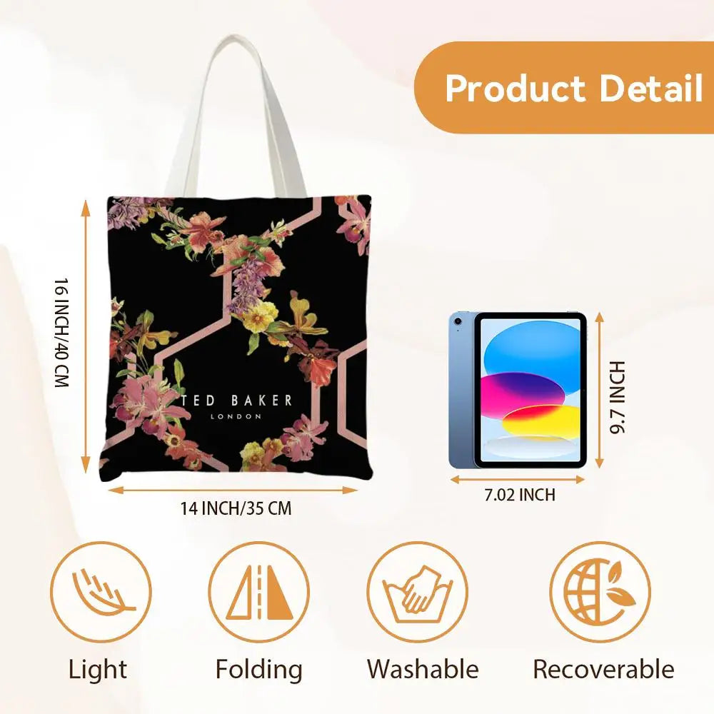 Fashion T-TED B-BAKERs Storage Bags Canvas Double-Sided Print Fashion Shoulder Tote Shopping Bag Gift Eco Handbags