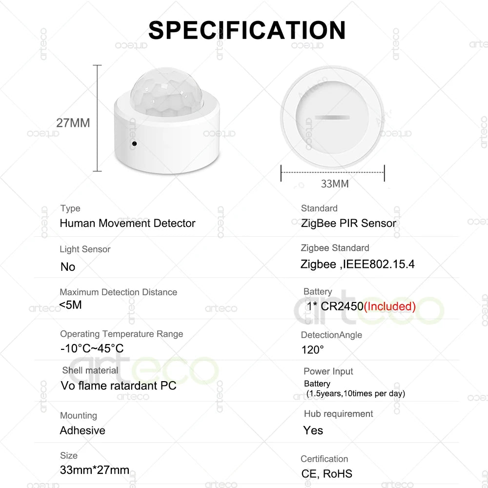 Ewelink Zigbee PIR Motion Sensor Human Body Movement Wireless Infrared Detector Smart Home Security Works With Alexa Google Home