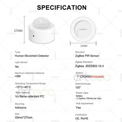 Ewelink Zigbee PIR Motion Sensor Human Body Movement Wireless Infrared Detector Smart Home Security Works With Alexa Google Home
