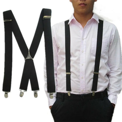Solid Color Elastic Polyester Suspenders Braces Men Women Black Red Adjustable Straps For Wedding Suit Skirt Accessories Gifts