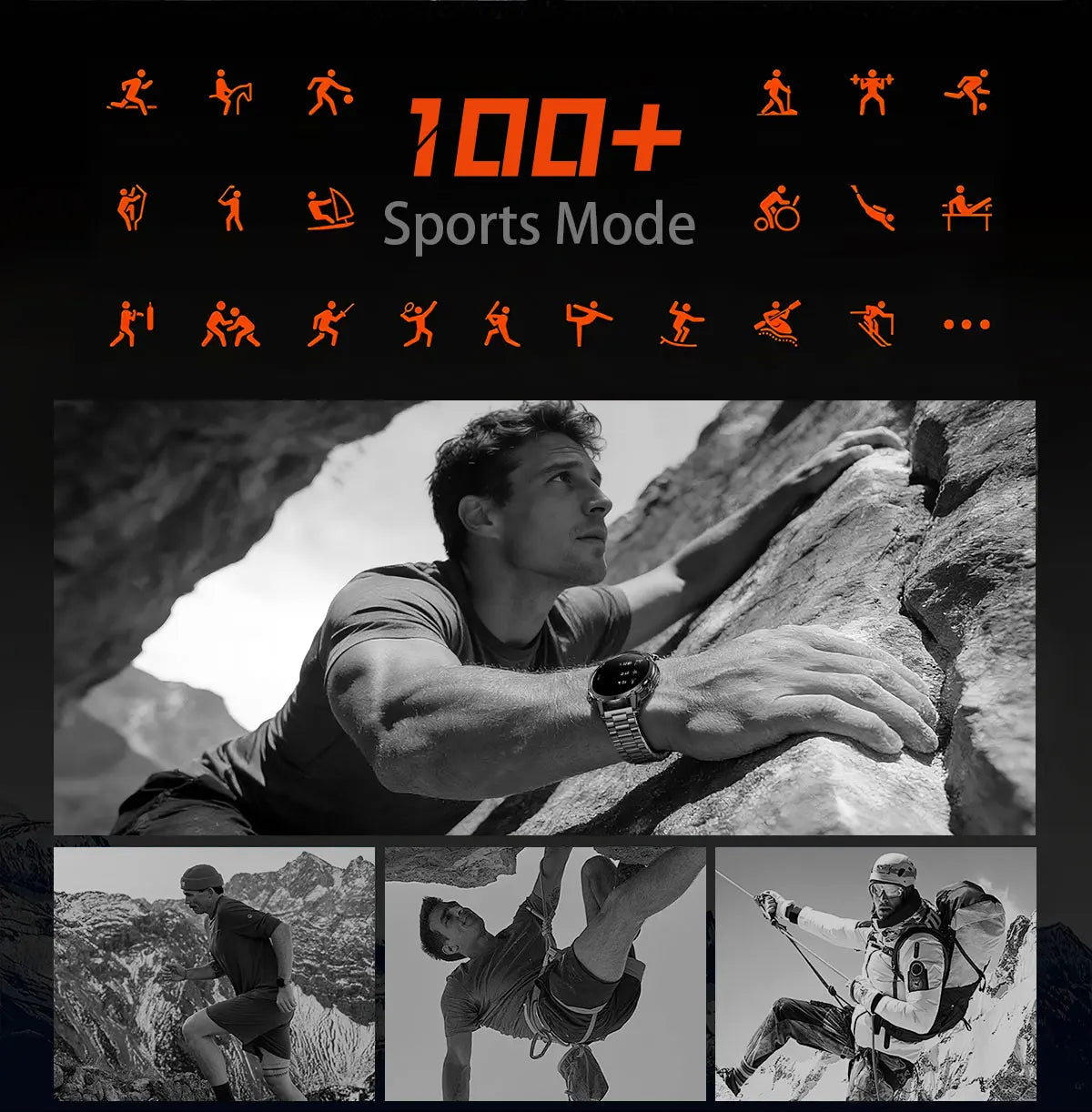 New 1400mAh Battery Sports Smart Watch 1.7” SOS+Flashlight Exercise Record Bluetooth Call Waterproof Health Watch For Android iO
