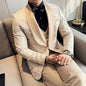 Spring 2025 Men's British Style Business Casual Three-Piece Suit Vest Trousers High-Density Jacquard Wedding Dress