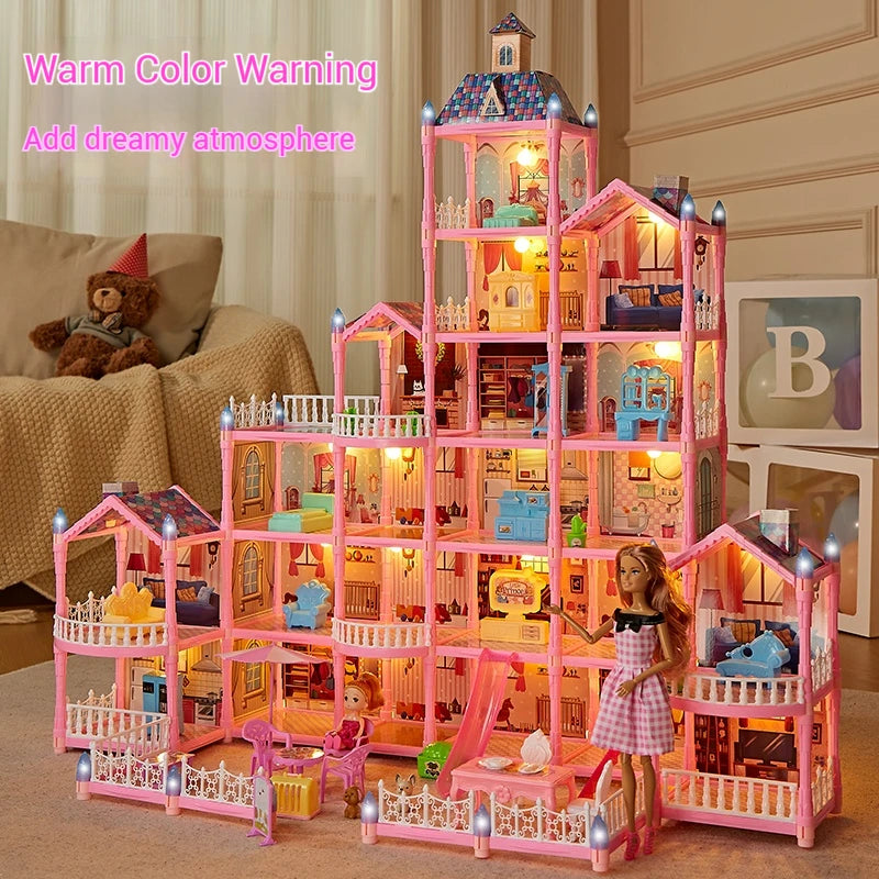 Girls Villa Castle Model Building Block Sets  DIY Bricks Toys  Doll house Villa Children Pretend Play Toys for Girls Gift