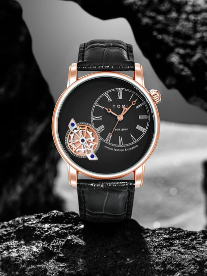 TOMI Set Gift Box Luxury and Fashionable Men's Quartz Watch Leisure Calendar Double Strap Quartz Watch Festival Gift