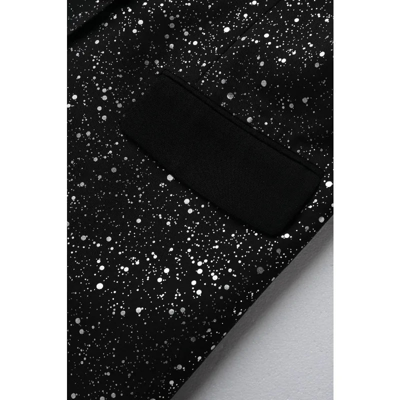 KIDWHXR Man Summer 2-piece Outfit Patchwork Short Sleeve Blazer Male Straight-leg Shorts Men Sequins Wedding Party Suit Set