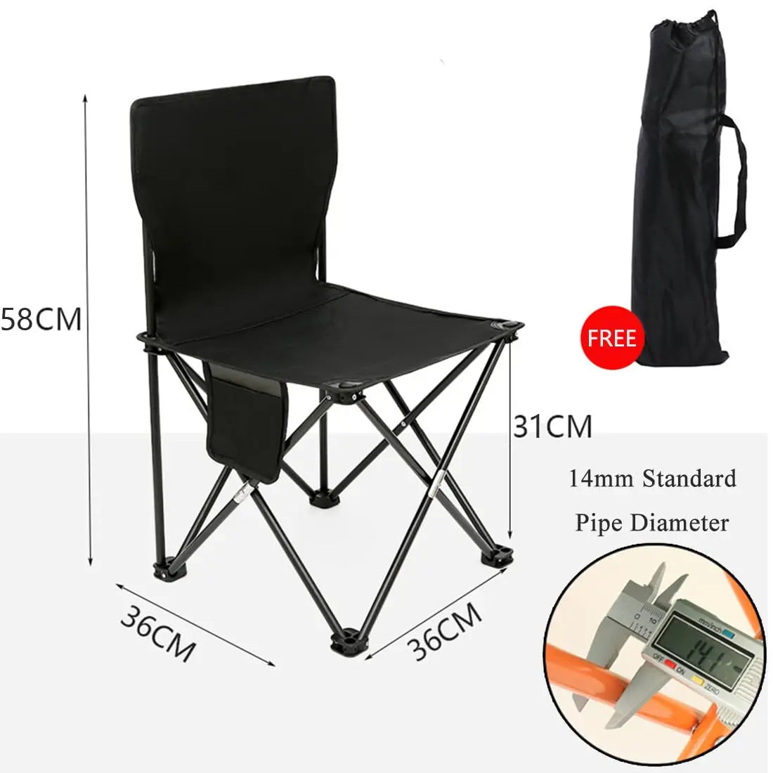 Outdoor Portable Folding Chair Foldable Car Super Durable Material, Integrated Storage Design Convenient to Comfort Camping Gear