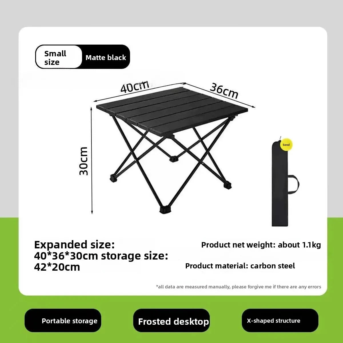 Small Portable Folding Stainless Steel Multifunctional Outdoor Camping Side Table for Beach Picnic BBQ Hiking Boating Cooking