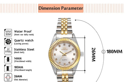 CHENXI Hot Sale Luxury Women's Golden Stainless Steel Small Dial Watch Quartz Charm Dress Trendy Wristwatch for Fashion Lady