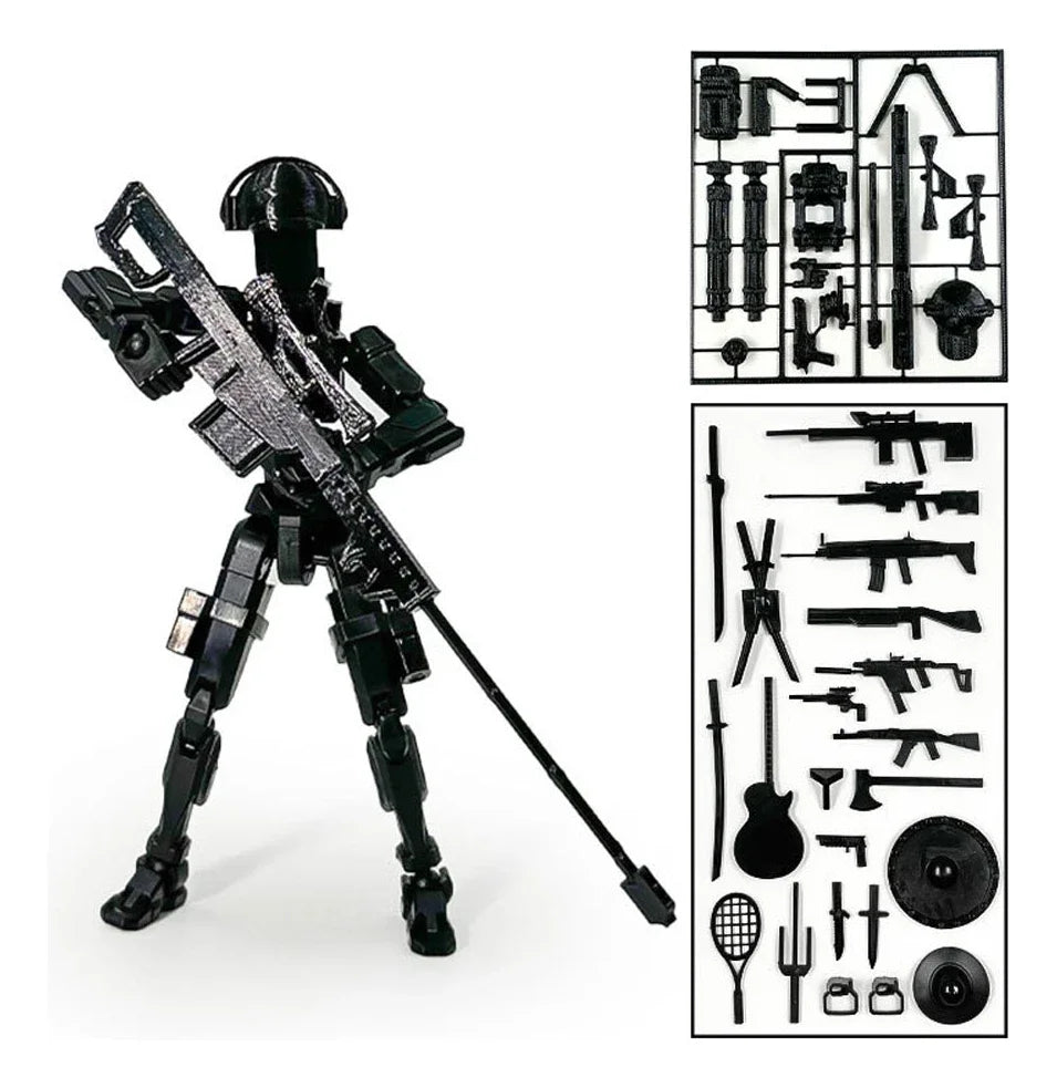 3D Printed Toy Model Lucky13 War Sandbox Action Figure Dummy T13 Toy Doll Robot Assembly Model Decoration Desktop Decoration
