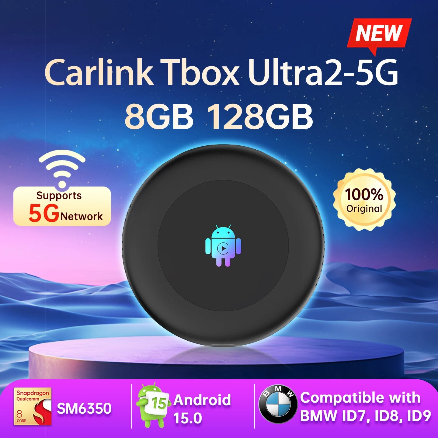 2026 5G Tbox Ultra2 Android 15 Wireless CarPlay Ai Box Android Auto Adapter SM6350 128GB 8-Core for BMW Youtube Netflix FOTA