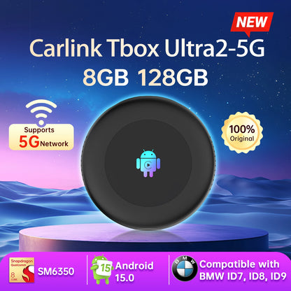 2026 5G Tbox Ultra2 Android 15 Wireless CarPlay Ai Box Android Auto Adapter SM6350 128GB 8-Core for BMW Youtube Netflix FOTA