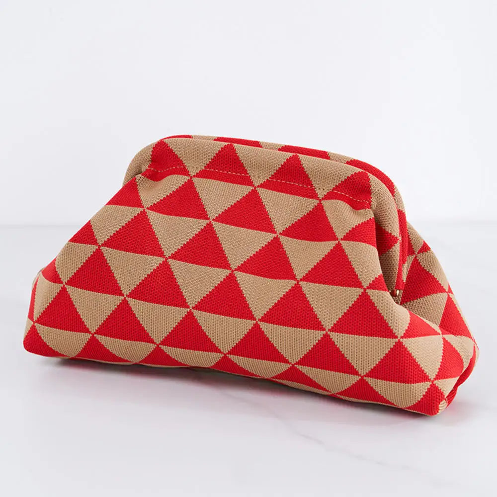 Women's Striped Beach Clutch Bag Versatile Small Woven Crochet Handbags Purses Knitting Dumpling Clutch Casual Bag