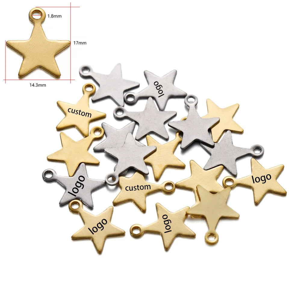 50-200pcs Custom Pendant Laser Engrave Name LOGO Stainless Steel Personalized Necklace Extend Chain Tail Tag Jewelry Charm