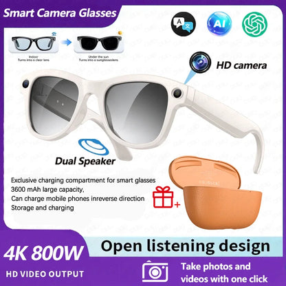 2026 Smart AI Glasses 4K HD Camera M02 Ultra ChatGPT 3600mAh Charging Case Power Bank 32GB Translation Music Video Sunglasses
