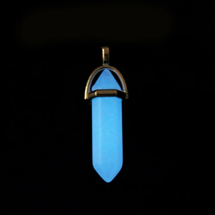 2Pcs/Set Luminous Hexagonal Column Heart Pendant Couple Magnetic Necklace Natural Stone Geometric Pendant Necklace Jewelry Gifts