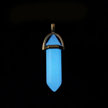 2Pcs/Set Luminous Hexagonal Column Heart Pendant Couple Magnetic Necklace Natural Stone Geometric Pendant Necklace Jewelry Gifts