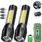 Portable COB+LED Camping Light Flashlight USB Rechargeable Zoom Tactical Torch Lamp Waterproof Emergency Torch Christmas Gift