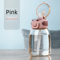 Portable Plastic Water Straw Cup Drop Proof with Scale Sippy Cup Leak-proof Food-Grade Silicone Water Bottle
