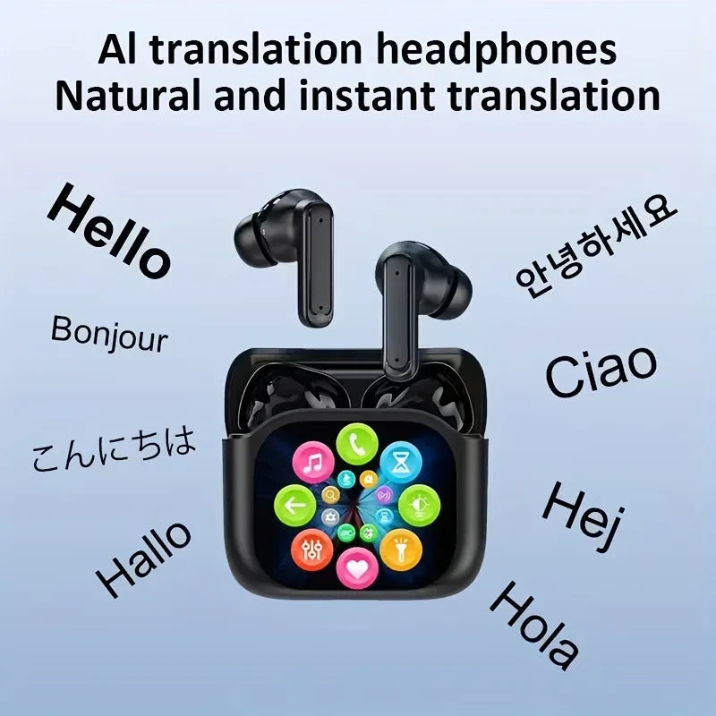 AI Real-time Translation Headset, 150 Language Translation. Translation Wireless Headphones, LCD Large-screen TWS In-ear ANC ENC