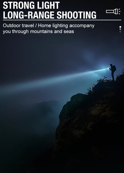 T6 Strong Light Flashlight LED Aluminum Alloy Telescopic Zoom Battery Version Charging Outdoor Searchlight Remote Flashlight