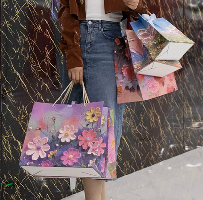 Party Gift Bag Pardboard Paper Tote Gift Bags with Handles Shopping Party Wedding Party Birthday Retail Bags Gift Bag Handbag