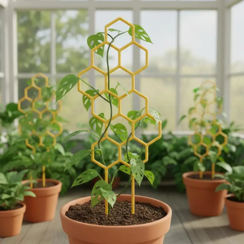 1PC Honeycomb Design Plant Trellis, Rustproof Plastic Support For Potted Vines And Flowers, Indoor Outdoor Garden Climbing Frame