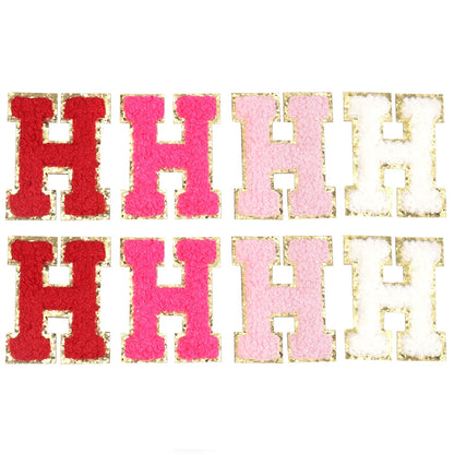 8pcs Sweet 26 Letters Towel Embroidery Patch Pink A-Z Self-adhesive Sticker Decoration For DIY Apparel Bag Crafts Accessories