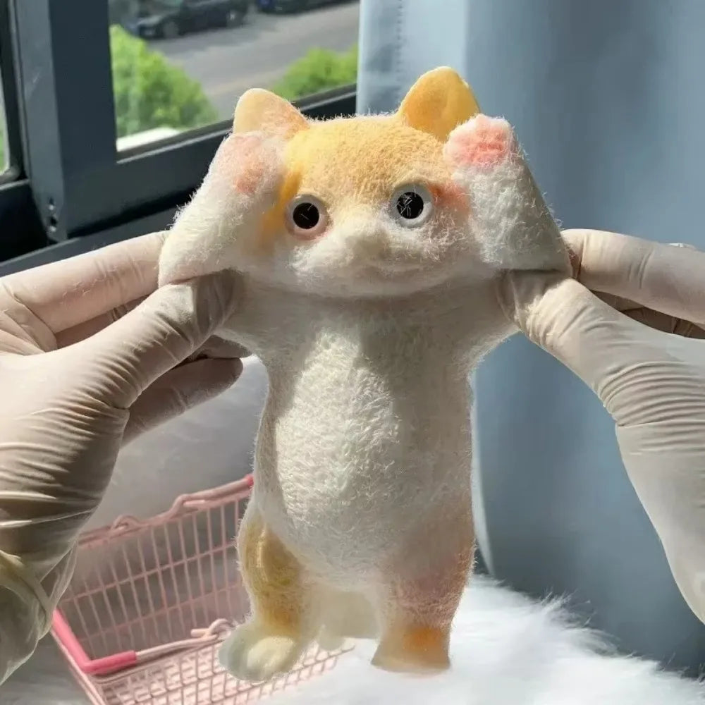 Stress Relief Cat Squeeze Toy Realistic TPR Fidget Toy for Anxiety Soft Sensory Toy for Kids Teens Adults Mochi Squishy