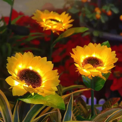 1pc Solar Sunflower Lights 3 Heads 1 Head Garden Stake Outdoor Decorative Waterproof LED Landscape Lights for Patio Garden Yard