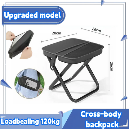 Portable Folding Stool for Adults, Black Lightweight Camping Seat, Compact Design for Fishing, Hiking, Gardening, Beach Activiti