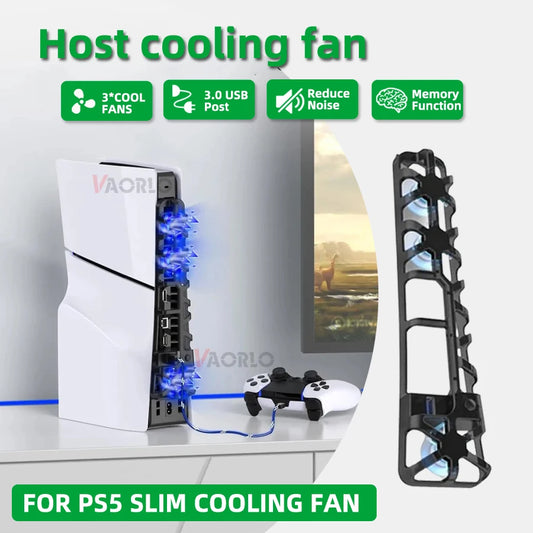 Cooling fan for PS5 Slim disc drive/digital console (with USB 3.0 interface), compatible with PS5 Slim dedicated cooling system.