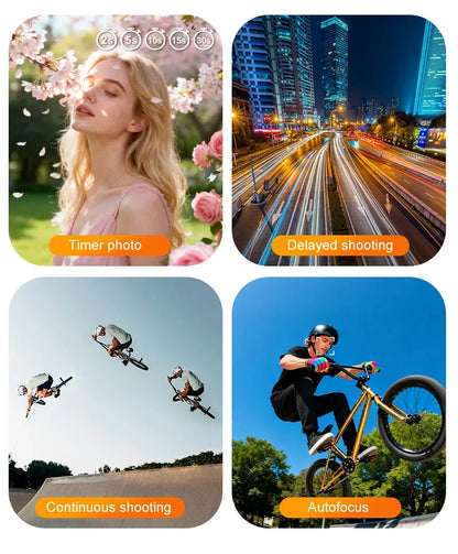 4K Vlog Action Camera 330° Face Tracking 18x Zoom 2400mAh Battery Gimbal Stabilizer 1.72 Inch Touch Screen WiFi Sports Cam