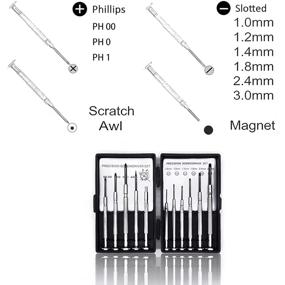 11pcs Mini Precision Screwdriver Set, Small Screwdriver Set For Electronics, Toys, Computer, Watch Repair, Upgrade Red Box Tough