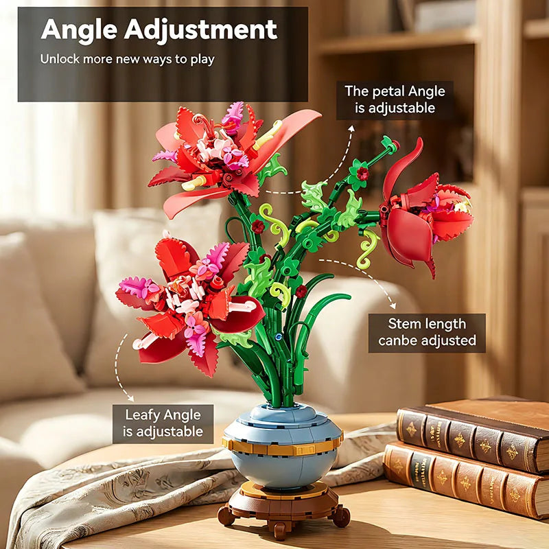 2026 New Moc 505 Pcs Bouquet Model Assembly Building Block Educational Adults Kid Toys Flowers Bricks Set Desktop Ornament Gifts