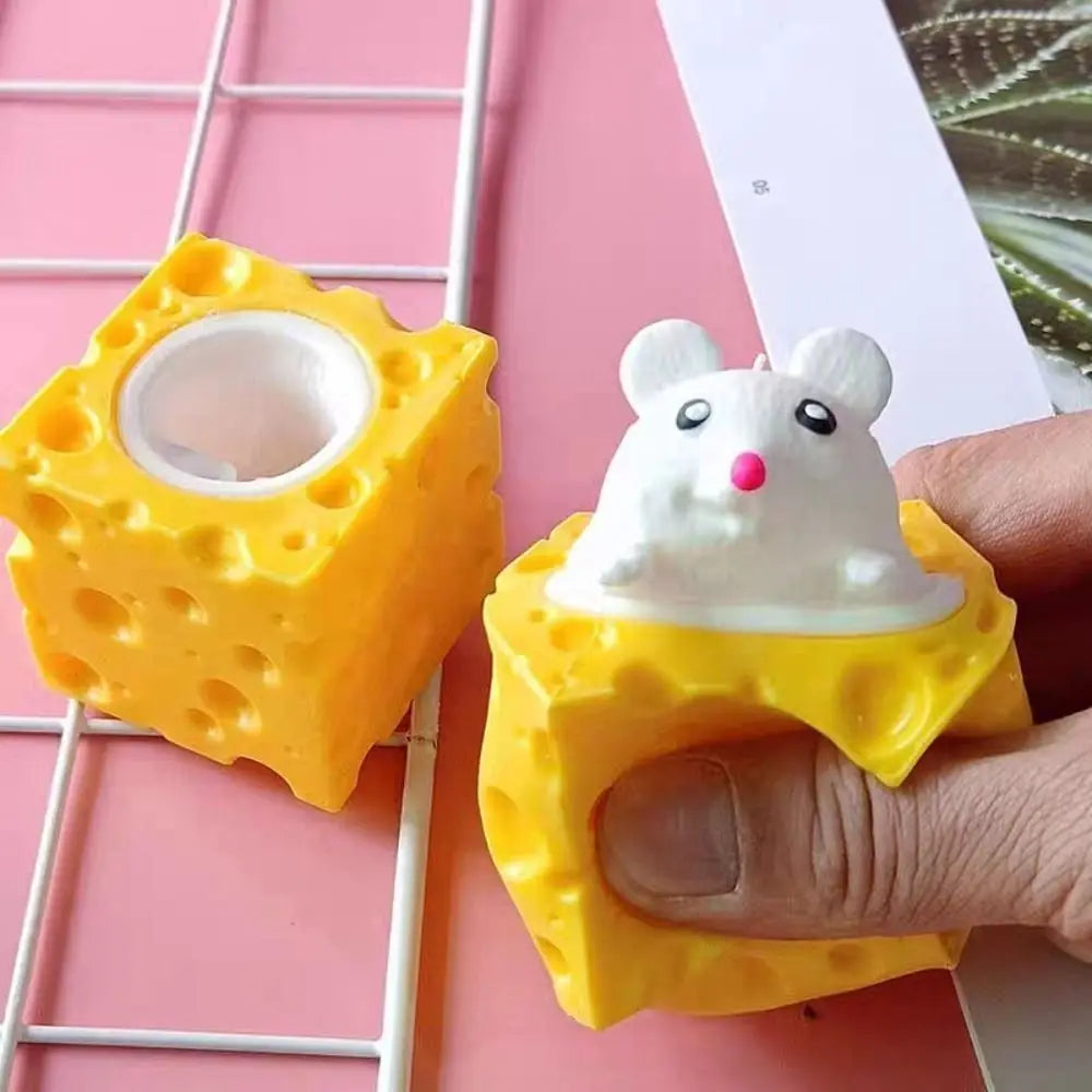 PVC Cheese Mouse Decompression toy Stress Relief Squeeze Anti Stress Toy Pop Up Funny Fidget Toys children