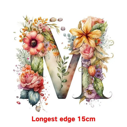 15cm Cartoon Flower Alphabet Heat Transfer Heat Press Printed Accessories PatchDIY children's clothing decoration sticker