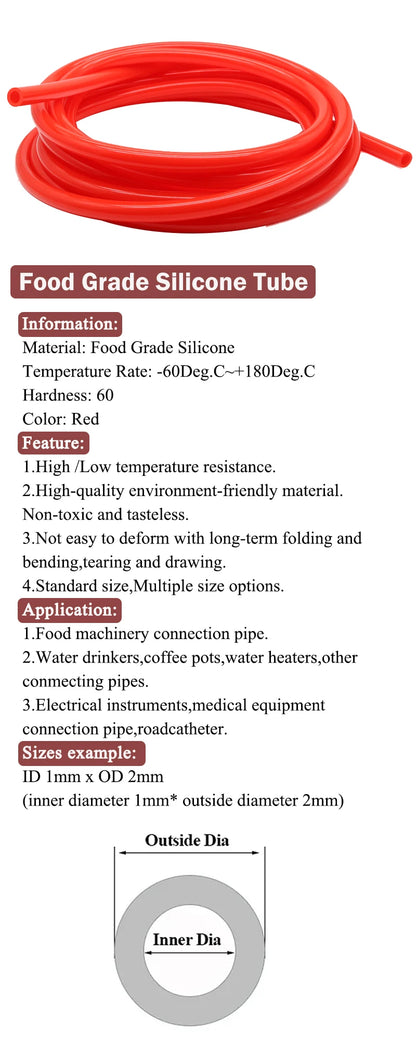 1/3/5/10M Silicone Tube Food Grade Rubber Hose Red Flexible Aquarium Air Irrigation Pipes Water Connector Garden Hoses