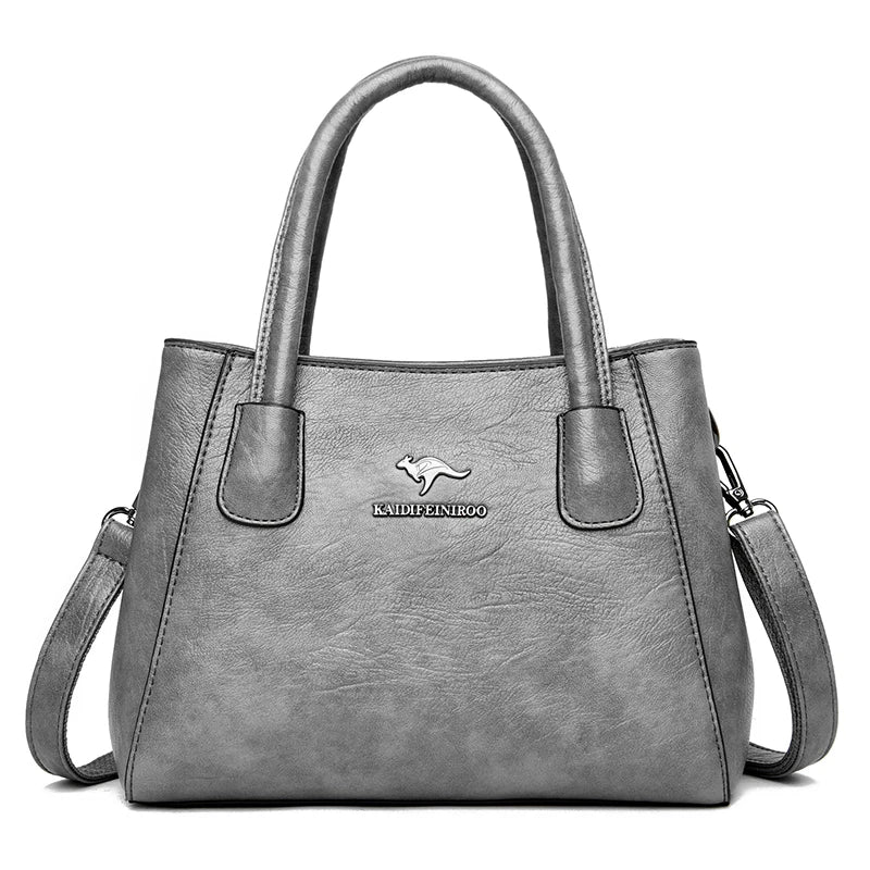 2 Pockets Solid Color Bucket Bag Leather Shoulder Bag for Women 2024 Luxury Handbags Women Bag Designer Elegant Lady Hand Bag
