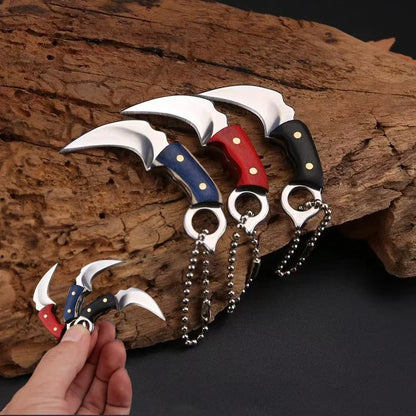 New Mini Wood Handle Keychain Pocket Knife Stainless Steel Camping Small Mini Portable Knife Peeler Fixed Blade Multi EDC Tool