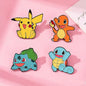 4Pcs Anime Pokemon Characters Enamel Brooch Badge Pikachu Charmander Squirtle Bulbasaur Figure Lapel Pins Gifts for Kids Fans
