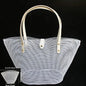 1 set of black mesh plastic embroidery hand-woven bag DIY tool kit, wallet DIY material， for handicraft lovers, handmade gift