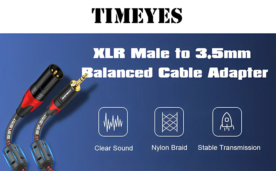 3.5mm To XLR Cable XLR To 3.5mm TRS Stereo Aux Cord Adapter Unbalaned Microphone Cable for Speaker Amplifier Camera Laptop IPad