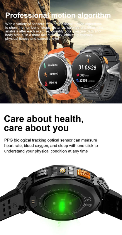 LIGE 1.85-inch AMOLED Smart Watch Men with LED Flashlight IP68 Waterproof Smartwatch 730mAh Bluetooth Call Smartwatches For Men