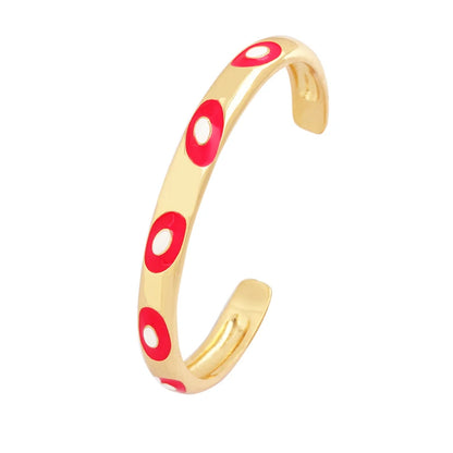 Fashionable Multicolor Gold Plated Gemstone Charm Bangle,Fine Colorful Enamel Open Adjustable Bracelet Jewelry Supply  Q35