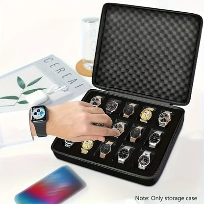 A Watch Box with 15 Compartments,Featuring Shockproof Foam Padding And a Portable Hard Shell Design,for Home Storage
