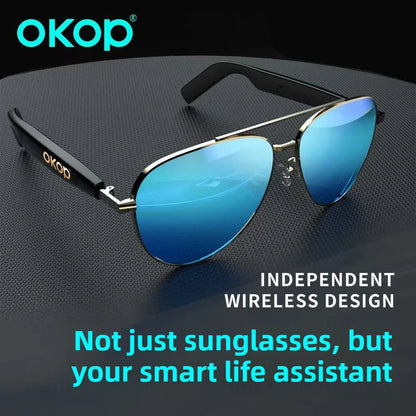 OKOP Smart Bluetooth Glasses,Waterproof Bluetooth Headset,Voice Call Glasses,Anti-blue Light Air Conduction Glasses,AI Glasses