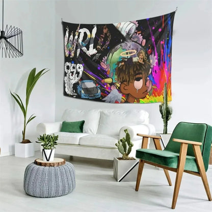 VIKAMA Hip-Hop Rapper Tapestry Juice World Street Art Wall Hanging Rap Music Poster Bedroom Living Room Wall Decor