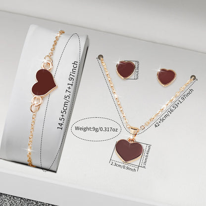 5PCS/Set Elegant Square Women Quartz Watch Leather Strap Wristwatches Heart Jewelry Set Relogio Feminino (Without Box)