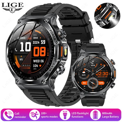 LIGE Nowy Smartwatch Męski 800 mAh Ultra Długa Żywotność Baterii Wodoodporny Zegarek Sportowy Outdoor Połączenia Bluetooth Wojskowy Smartwatch 2025