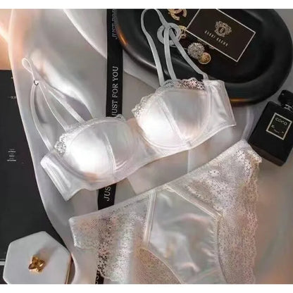 Sexy French Half Cup Invisible Bra Set Soft Underwire Minimizer Push Up Lingerie Set S-XL Comfort Breathable Anti Sag Stylish